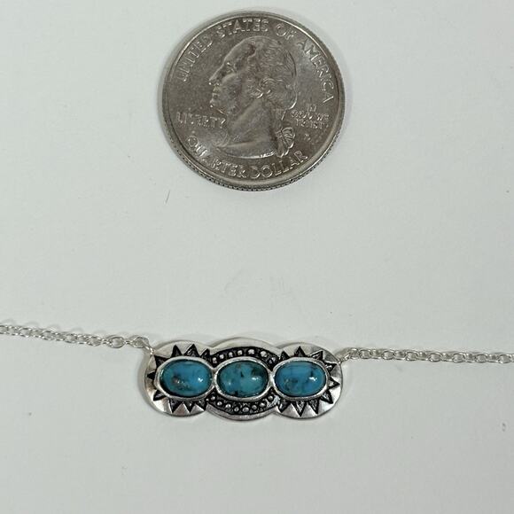 SILPADA "Sail Away" Sterling Silver Necklace N3247 Compressed Turquoise Cabochon - Picture 4 of 9